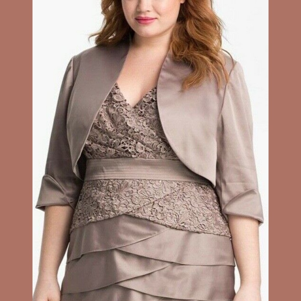 NEW Adrianna Papell Open‎ Front Bolero Jacket in lead [PLUS SZ 22W ]